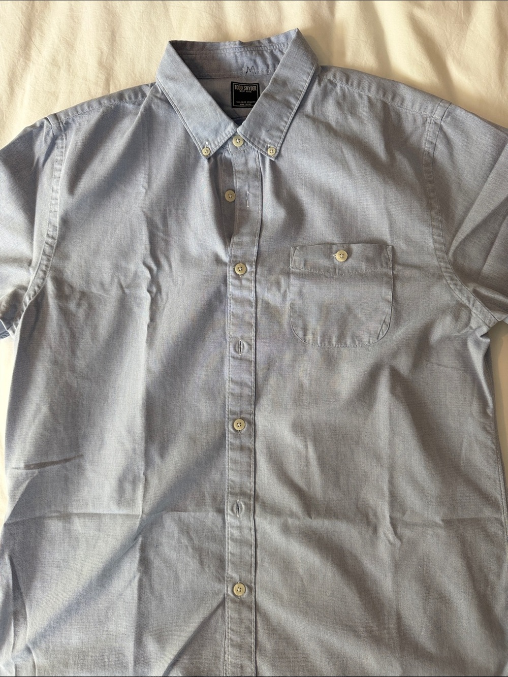 Todd Snyder Classic Light Blue Short-Sleeve Button-Down Shirt